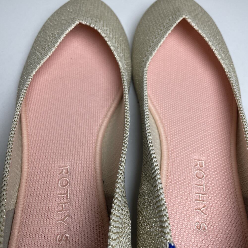 Rothys The Flat Light Gold Metallic Womens Size 9.5 Round Toe Comfort - Picture 5 of 8